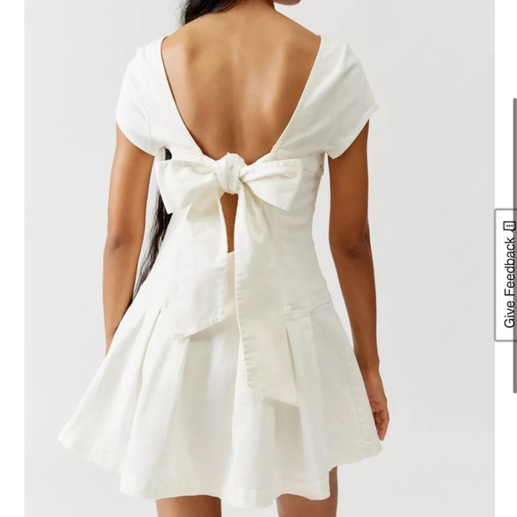 Urban Outfitters Dresses & Skirts - Urban Outfitters White Open-Back Mini Dress with Bow